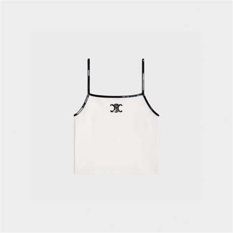 embroidered triomphe tank top in cotton jersey 